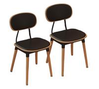 DGDHHSFJDJ Dining Chairs, Minimalist Breakfast Chairs with Comfortable Backrest & Upholstered PU Leather for Dining Room Living Room Bedroom Studio(Natural Wood Color,2PCS)