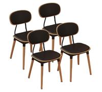 DGDHHSFJDJ Dining Chairs, Minimalist Breakfast Chairs with Comfortable Backrest & Upholstered PU Leather for Dining Room Living Room Bedroom Studio(Natural Wood Color,4PCS)