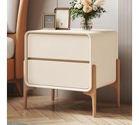 DGDHHSFJDJ Elegante mesita de Noche con Dos cajones: de Piel sintética marrón y con rieles deslizantes Suaves y silenciosos, Ideal para el Dormitorio y la Sala de Estar.