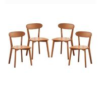 DGDHHSFJDJ Juego de 4 sillas de Comedor de Madera Maciza, sillas de Cocina de Roble con Respaldo Curvo y reposapiés Antideslizante para Comedor, Dormitorio, balcón y Sala de Lectura.