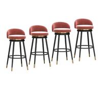 DGDHHSFJDJ Juego de 4 taburetes de Bar giratorios, sillas de Bar con Respaldo y reposapiés, tapizadas en Terciopelo for encimera de Cocina, Isla de Comedor.(Black Pink,75cm/29.5in)