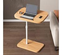 DGDHHSFJDJ Mesa Auxiliar de sofá en Forma de C, Moderna Mesa de Centro de Altura Ajustable con Soporte Giratorio de 360°, Elegante Bandeja para Sala de Estar.
