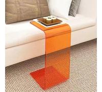 DGDHHSFJDJ Mesa Auxiliar Moderna en Forma de C con Estante de Almacenamiento Abierto para Sala de Estar, Mesa Auxiliar pequeña Naranja para mesita de Noche combinada