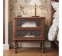 DGDHHSFJDJ Mesita de Noche Vintage de Madera con 2 cajones - Mesita de Noche Alta, fácil de Montar, para Sala de Estar, Dormitorio y Oficina - Muebles con Estilo