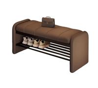 DGDHHSFJDJ Modern 2-in-1 Upholstered Entryway Shoe Bench & Shoes Changing Stool, Shoe Rack with Shelf with 2 Tier Storage Space for End of Bed, Entryway, Bedroom, Living Room(Brown,60cm/23.62in)