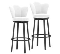 DGDHHSFJDJ Modern 360° Swivel High Bar Stools, Velvet Upholstered Bar Chairs with Back and Metal Legs, for Kitchen Island, Pub & Dining Room(Black-White,65cm/25.6in)