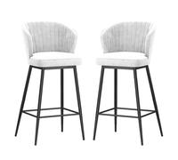 DGDHHSFJDJ Modern Bar Stools Set of 2, Velvet Upholstered Barstools with Back, for Kitchen Counter/Dining Room(Black-White,65cm/25.6in)