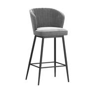 DGDHHSFJDJ Modern Velvet Upholstered Counter Height Stool with Back, Comfortable Island Chairs, for Kitchen Counter/Dining Room 75cm/29.5in(Black-Gray)