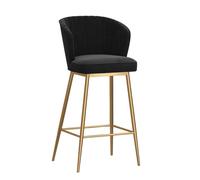 DGDHHSFJDJ Modern Velvet Upholstered Counter Height Stool with Back, Comfortable Island Chairs, for Kitchen Counter/Dining Room 75cm/29.5in(Gold-Black)