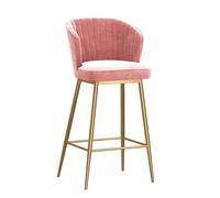 DGDHHSFJDJ Modern Velvet Upholstered Counter Height Stool with Back, Comfortable Island Chairs, for Kitchen Counter/Dining Room 75cm/29.5in(Gold-Pink)