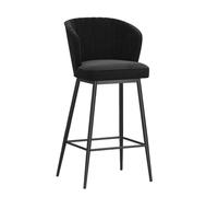 DGDHHSFJDJ Modern Velvet Upholstered Counter Height Stool with Back, Comfortable Island Chairs, for Kitchen Counter/Dining Room 75cm/29.5in(Black-Black)