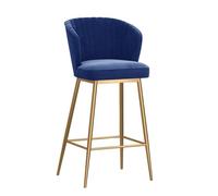 DGDHHSFJDJ Modern Velvet Upholstered Counter Height Stool with Back, Comfortable Island Chairs, for Kitchen Counter/Dining Room 75cm/29.5in(Gold-Blue)