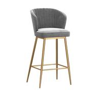 DGDHHSFJDJ Modern Velvet Upholstered Counter Height Stool with Back, Comfortable Island Chairs, for Kitchen Counter/Dining Room 75cm/29.5in(Gold-Gray)