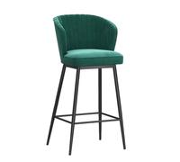 DGDHHSFJDJ Modern Velvet Upholstered Counter Height Stool with Back, Comfortable Island Chairs, for Kitchen Counter/Dining Room 75cm/29.5in(Black-Green)