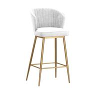 DGDHHSFJDJ Modern Velvet Upholstered Counter Height Stool with Back, Comfortable Island Chairs, for Kitchen Counter/Dining Room 75cm/29.5in(Gold-White)