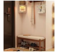 DGDHHSFJDJ Shoe Rack Storage Bench For Entryway, 2 Tier Solid Wood Ottoman Shoe Bench with Padded Seat Cushion, for Entryway Hallway Living Room Bedroom Mudroom(Beige,100cm/39.37in)