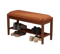 DGDHHSFJDJ Shoe Rack Storage Bench For Entryway, 2 Tier Solid Wood Ottoman Shoe Bench with Padded Seat Cushion, for Entryway Hallway Living Room Bedroom Mudroom(Brown,100cm/39.37in)