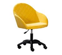 DGDHHSFJDJ Silla de Oficina giratoria de 360°, Altura Ajustable de 42 a 52 cm, Respaldo Medio. Su diseño Acolchado Proporciona un Soporte cómodo, Ideal para largas jornadas de Trabajo. Amarillo.