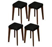 DGDHHSFJDJ Solid Wood Comfy Upholstered Side Chairs Set of 1/2/4, Kitchen Chairs, Suitable Kitchen & Dining Room Farmhouse Cafe(Black,4PCS)