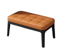 DGDHHSFJDJ Solid Wood Ottoman Shoe Bench, Modern Leather Shoe Bench with 2 Tier Storage, for Entry, Hallway, Living Room, Bedroom, Walk-in Closet(Black - Orange,52cm/20.47in)