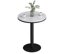 DGDHHSFJDJ Stylish & Elegant 75cm High Table with Marble Top and Black Metal Base. Perfect as a Pub, Dining, Center, or Cocktail Table