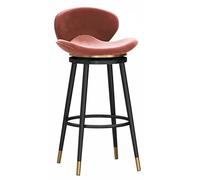 DGDHHSFJDJ Taburete de Bar Moderno Giratorio de 360°, con Asiento tapizado en Terciopelo Suave, soporta 200 kg, Ideal for mostradores de casa e Islas.(Black-Pink,65cm/25.6in)