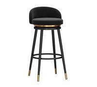 DGDHHSFJDJ Taburete Giratorio de 75 cm/29,5 Pulgadas for Desayuno, sillas de Bar con Respaldo y reposapiés, tapizado en Terciopelo for encimera de Cocina, Isla, Comedor.(Black)