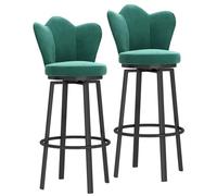 DGDHHSFJDJ Taburetes de Bar giratorios de 25.6", sillas de Comedor tapizadas con Respaldo y reposapiés de Metal, Ideales for mostradores, Bares en casa e Islas de Cocina.(Black-Green,2pcs)