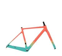 DGERFDJO Compatible con Cuadro de Bicicleta de Grava de Carbono BXT, Cuadro y Horquilla de Cable Completamente Oculto, Freno de Disco de Eje pasante de 27,5"(Fantasy Orange-A,58cm Gloss)