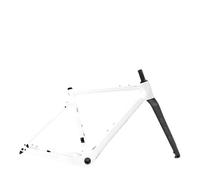 DGERFDJO Compatible con Cuadro de Bicicleta de Grava de Carbono BXT, Cuadro y Horquilla de Cable Completamente Oculto, Freno de Disco de Eje pasante de 27,5"(BXT Pearl White-B,56cm Gloss)