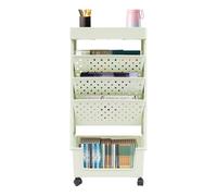 dgfedeg Estantería de 5 niveles estrecha, ruedas y frenos de 60°, con ruedas y frenos, 33,75 x 15 x 78 cm, estantería para libros, para oficina, aula y hogar, carrito de almacenamiento móvil (verde)