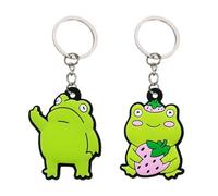 DGHEGDUI 2 Piezas De Cole De Rana De Dibujos Animados, Divertido Llavero De Rana, Cole De Llavero De Plástico Suave, Lindos Accesorios para Llaves De Coche, Cole De Decoración De Mochila.