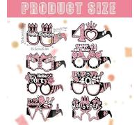 DGHEGDUI 8 Gafas De Cumpleaños Número 40 Y 1 Diadema Rosa Roja, Disfraces Divertidos Para Fiestas, Accesorios Fotográficos, Adecuados Para Fiestas De Cumpleaños, Fiestas Temáticas (Rosa Roja).