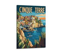 DGHFOP Lienzo decorativo para pared, diseño de Cinque Terre, estilo retro, para sala de estar, dormitorio, 50 x 75 cm, estilo marco