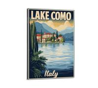 DGHFOP Lienzo decorativo para pared, diseño retro del lago de Como en Italia, para sala de estar, dormitorio, 20 x 30 cm, estilo marco