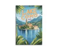 DGHFOP Lienzo decorativo para pared, estilo retro del lago de Como en Italia, pintura decorativa para sala de estar, dormitorio, 30 x 45 cm, estilo sin marco