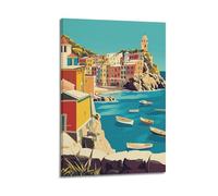 DGHFOP Póster de arte vintage en Cinque Terre, Italia, lienzo decorativo para pared, para sala de estar, dormitorio, 30 x 45 cm, estilo marco