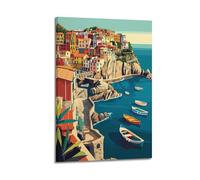 DGHFOP Póster de arte vintage en Cinque Terre, Italia, lienzo decorativo para pared, para sala de estar, dormitorio, 30 x 45 cm, estilo marco