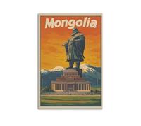 DGHFOP Póster de la estatua de Genghis Khan de Ulaanbaatar, arte de pared, lienzo decorativo para sala de estar, dormitorio, 60 x 90 cm, estilo sin marco