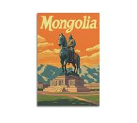 DGHFOP Póster de la estatua de Genghis Khan de Ulaanbaatar, arte de pared, lienzo, pintura decorativa para sala de estar, dormitorio, 40 x 60 cm, estilo sin marco