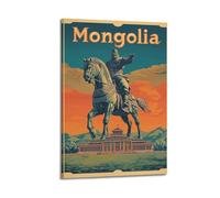 DGHFOP Póster de la estatua de Genghis Khan de Ulaanbaatar, arte de pared, lienzo, pintura decorativa para sala de estar, dormitorio, 50 x 75 cm, estilo marco