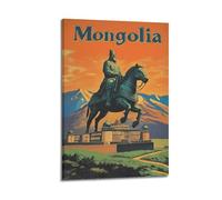 DGHFOP Póster de la estatua de Genghis Khan de Ulaanbaatar, arte de pared, lienzo, pintura decorativa para sala de estar, dormitorio, 40 x 60 cm, estilo marco