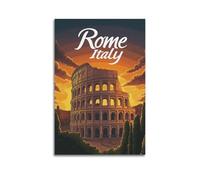 DGHFOP Póster de lienzo de turismo vintage en Roma, Italia, pintura decorativa para sala de estar, dormitorio, 50 x 75 cm, estilo sin marco