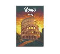 DGHFOP Póster de lienzo decorativo con diseño de turismo vintage en Roma, Italia, para sala de estar, dormitorio, 60 x 90 cm, estilo sin marco