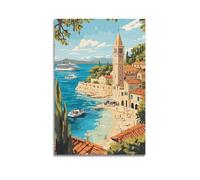 DGHFOP Póster de pared vintage con diseño de ciudad costera de Croacia (3) póster decorativo para sala de estar, dormitorio, 40 x 60 cm, estilo sin marco