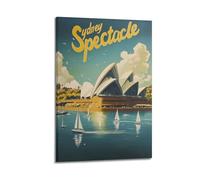 DGHFOP Póster de viaje vintage para casa de ópera de Sydney, lienzo decorativo para sala de estar, dormitorio, 20 x 30 cm, estilo marco