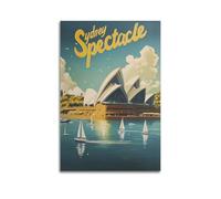 DGHFOP Póster de viaje vintage para casa de ópera de Sydney, lienzo decorativo para sala de estar, dormitorio, 50 x 75 cm, estilo sin marco