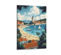 DGHFOP Póster decorativo de la ciudad costera de Croacia (2) para pared, lienzo decorativo para sala de estar, dormitorio, 50 x 75 cm, estilo marco