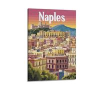 DGHFOP Póster decorativo de la ciudad de Nápoles con diseño de The Retro Style of Naples City (50 x 75 cm)