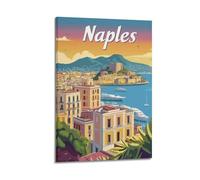 DGHFOP Póster decorativo de la ciudad de Nápoles con diseño de The Retro Style of Naples City (50 x 75 cm)